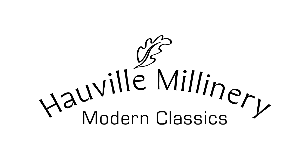 This is the Hauville Millinery logo which has above the words an oak leaf in monochrome